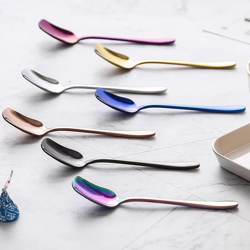 304 Stainless Steel Ice Cream Coffee Tea Spoon, 7 Colors
