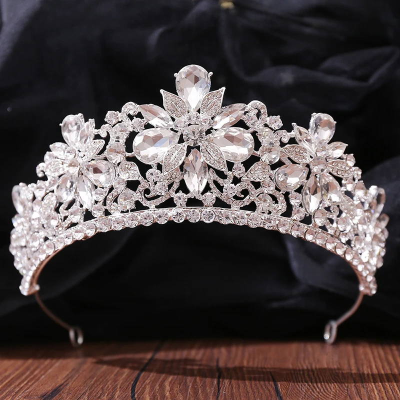 Crystal Flower Crown Bridal Wedding Tiaras and Crowns for Women Hair Accessories Rhinestone Hair Jewelry Party Bride Headpiece