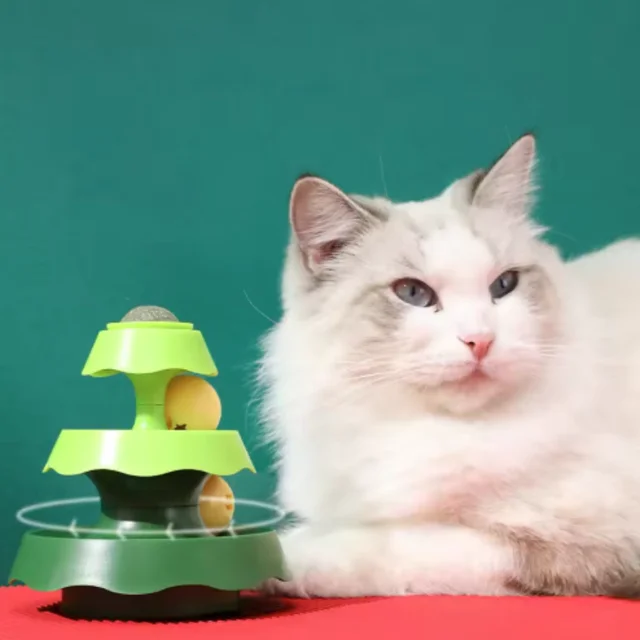 Christmas Tree Cat Carousel Multi functional Track Luminous Ball Cat Toy Self Hi Soothing Sound Ringing Cat Toy 5