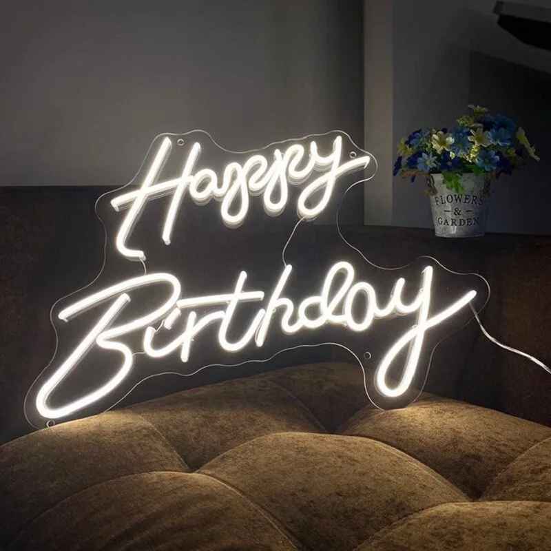 Happy Birthday Neon Sign Custom Night Light Led for Birthday Party Home  Decoration Atmosphere Neon Light Decor Kids Gift 42*30cm - AliExpress