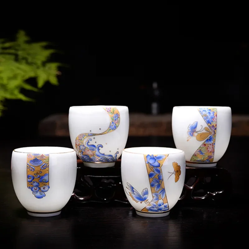 Chinese Kungfu Teaware, Teacups Set, Household Ceramic Small Tea Cup, Tea Bowl, Delicate Porcelain, Wine Cup, Household