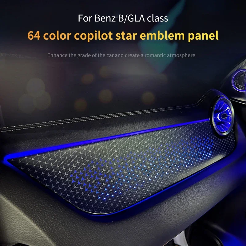 메르세데스 벤츠 B-클래스 W247 GLA H247용 차량 조수석 내부 패널 LED 앰비언트 라이트 센터 콘솔 스타라이트 데코 액세서리