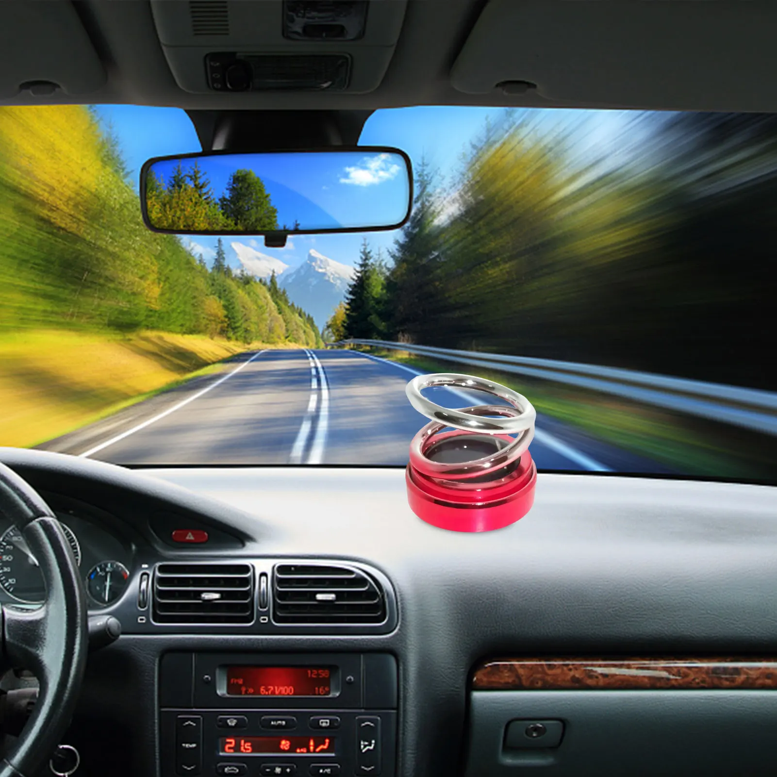 Car Aromatherapy Auto Solar Energy Rotating Air Fresher Double Ring Interior Decoration Accessories Diffuser For Car And Home