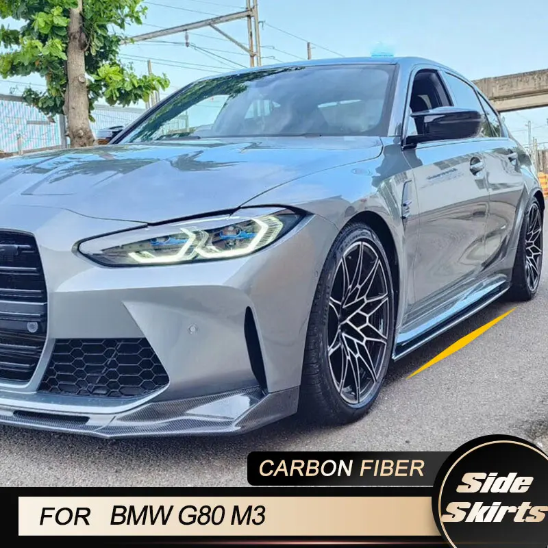 

Автомобильные Боковые удлинители для BMW G80 M3 седан 4-дверные 2021 2022 автомобильные гонки боковые юбки передник защита из настоящего углеродного волокна