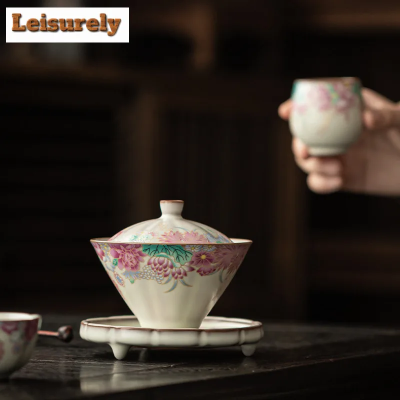 Lard Jelly Small Garden Tea Set Complete Set Vintage Tea Ceremony Set Household Teapot And Tea Cup Set Teaware Ornaments Craft