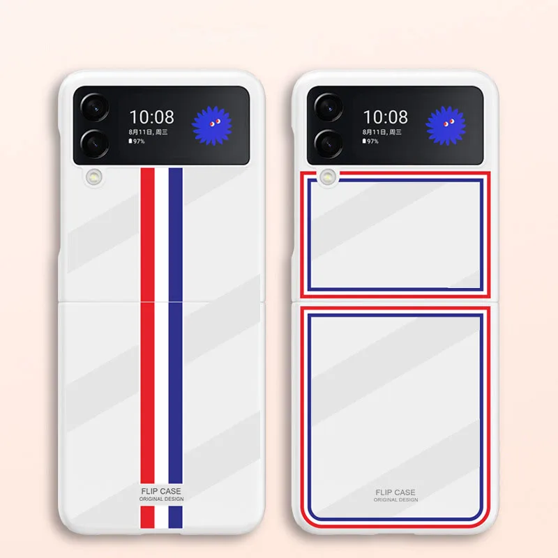 

Винтажный чехол с цветными полосками для Samsung Z Flip 3, складной прозрачный чехол с УФ-Зеркалом Для Samsung Z Flip3, защитный чехол