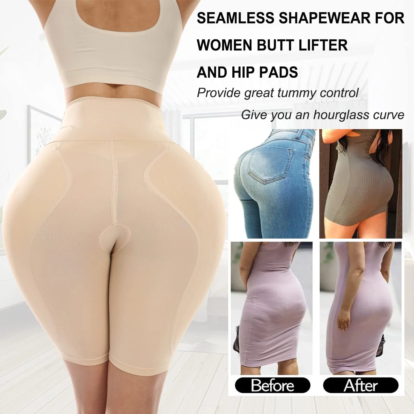 Shapewear Padded Hips And Butt For Plus Size Push Up Butt Shaper For Women  Tummy Control Panties High Waist Bbl Butt Lifter - Shapers - AliExpress