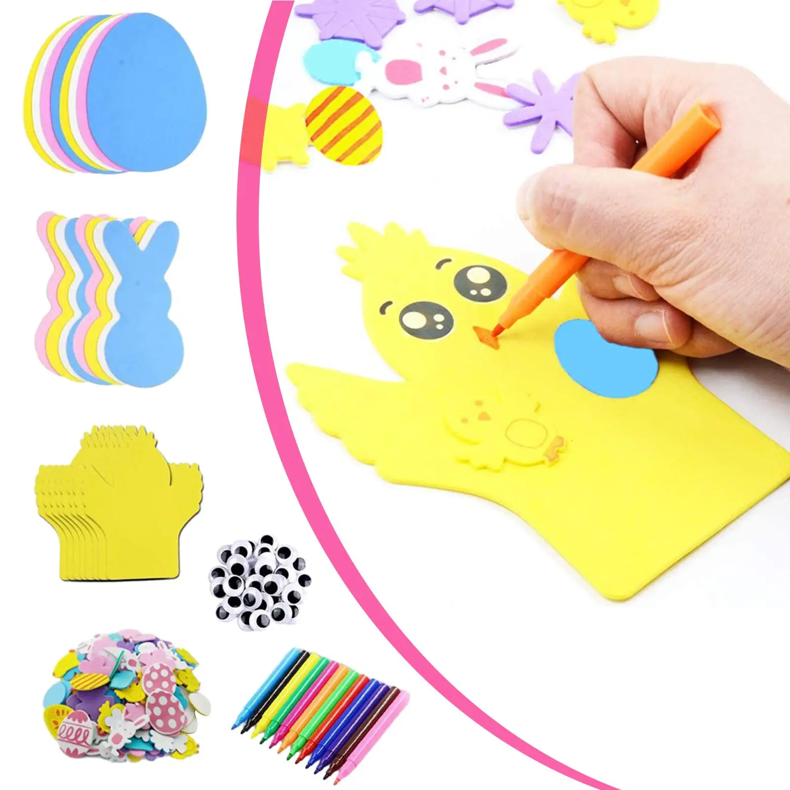 Easter Foam Stickers Set for Boys Girls Rabbit Chick Egg Home Classroom Activities Party Favors 191Pcs Easter Crafts Arts Crafts