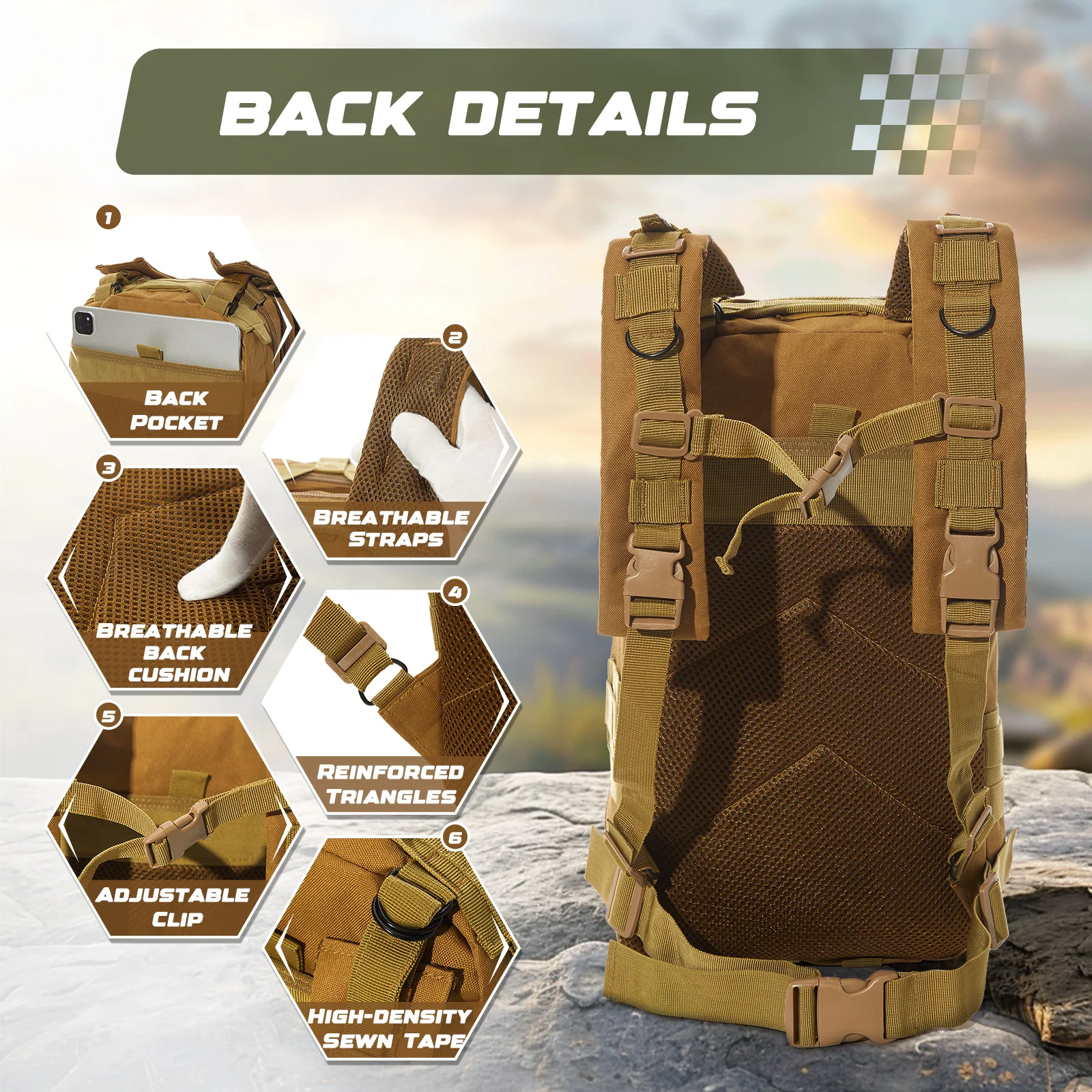 35L Outdoor Hiking Travel Backpack Camping & Climbing Backpack Army Camouflage Military Backpack Outdoor Sport Tactical Backpack