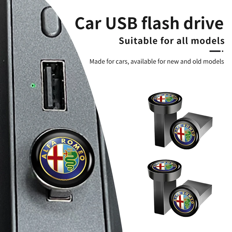 미니 차량용 USB 플래시 드라이브, Al fa Ro meo 메모리 디스크 저장소, 뮤직 비디오, GPS 네비게이션, 자동차 전자 액세서리, 16, 32, 64 GB