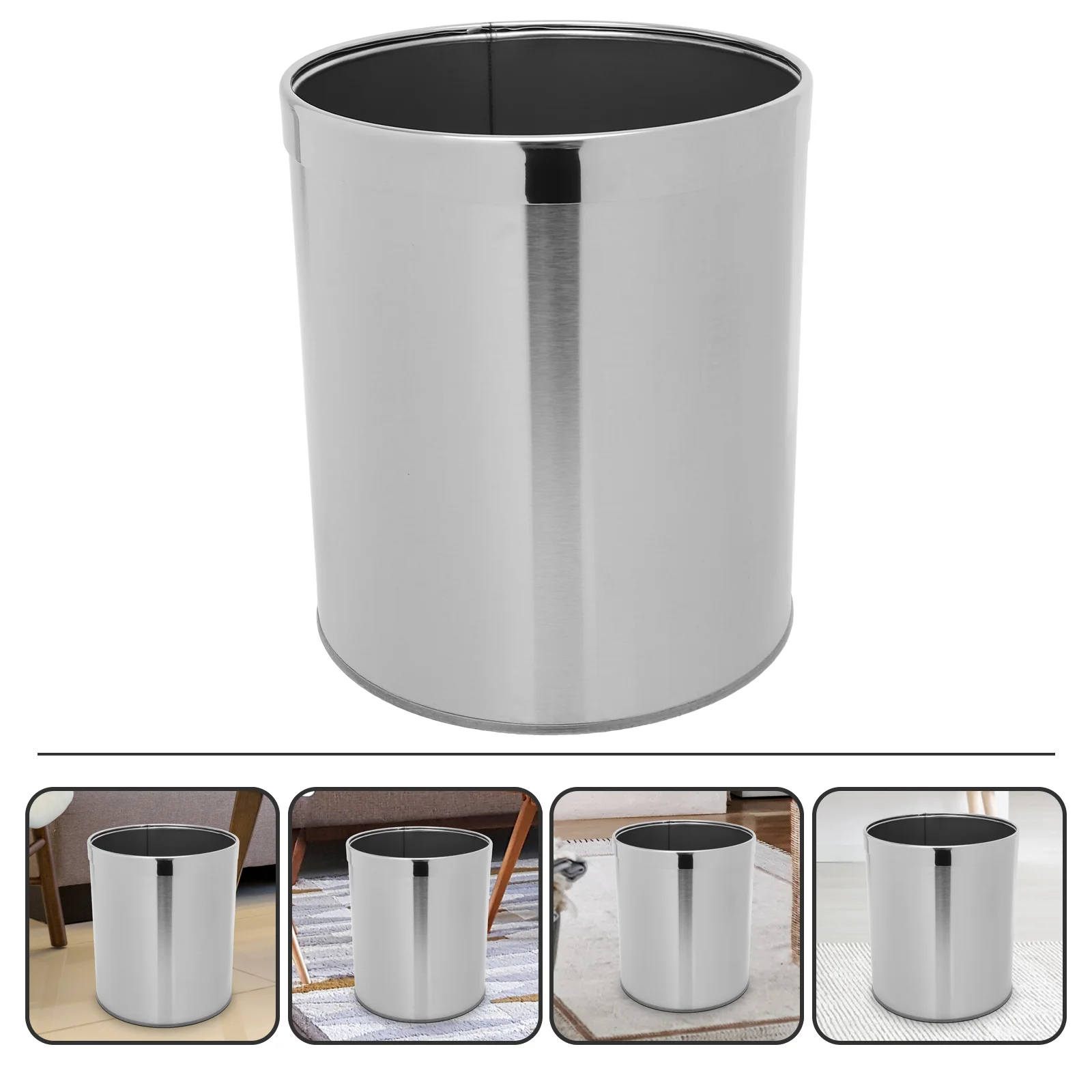 

Stainless Steel Trash Can Wastebasket Garbage Container Recycle Bin Garbage Basket Waste Bins Rubbish Bucket