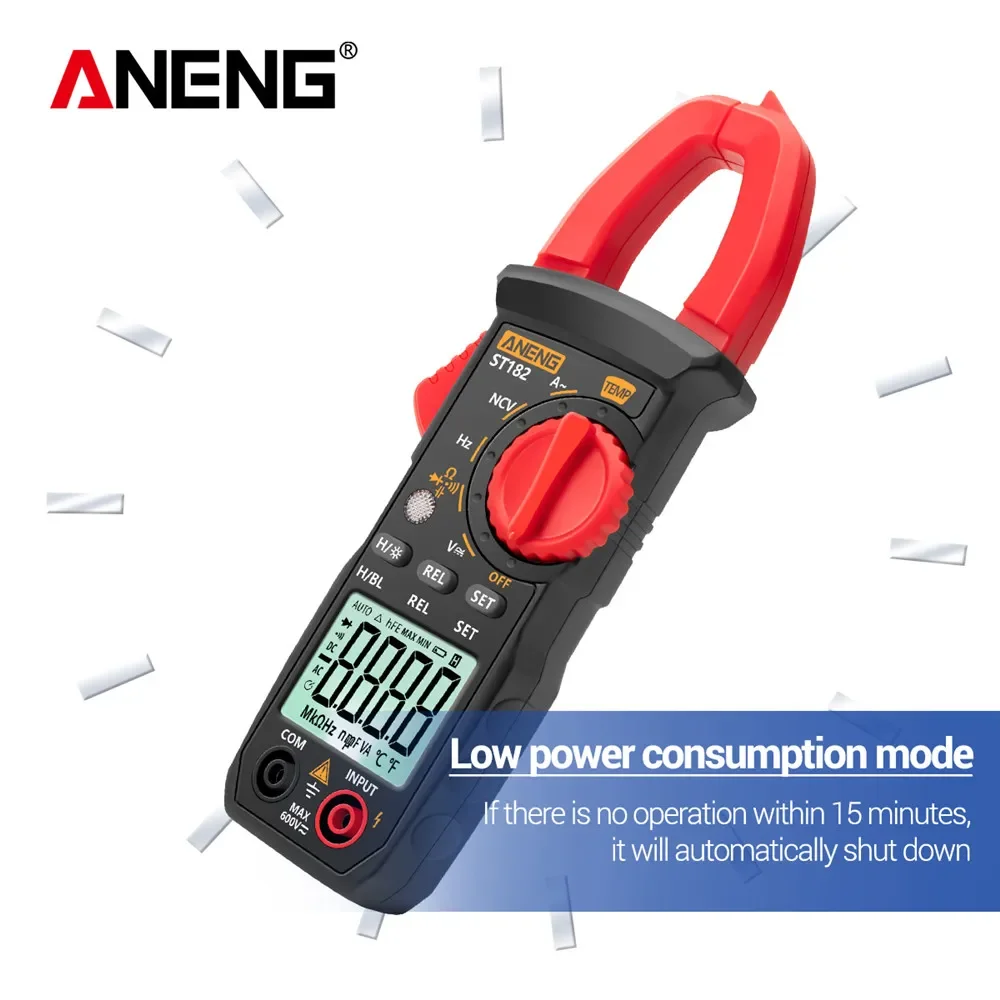ANENG ST182 Digital Clamp Meter AC Current Multimeter DC AC Voltage Ammeter Voltages Tester Amp Hz Capacitance NCV Ohm Test