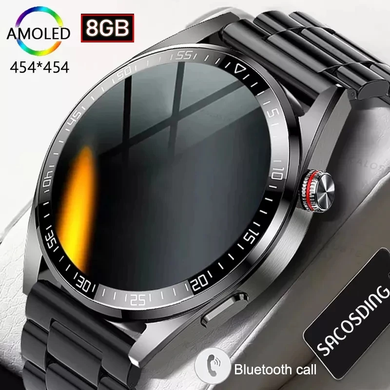 

Watches 8G RAM 454*454 AMOLED SmartWatch Men Always Display The Time Bluetooth Call Local Music Smartwatch For Android ios Clock