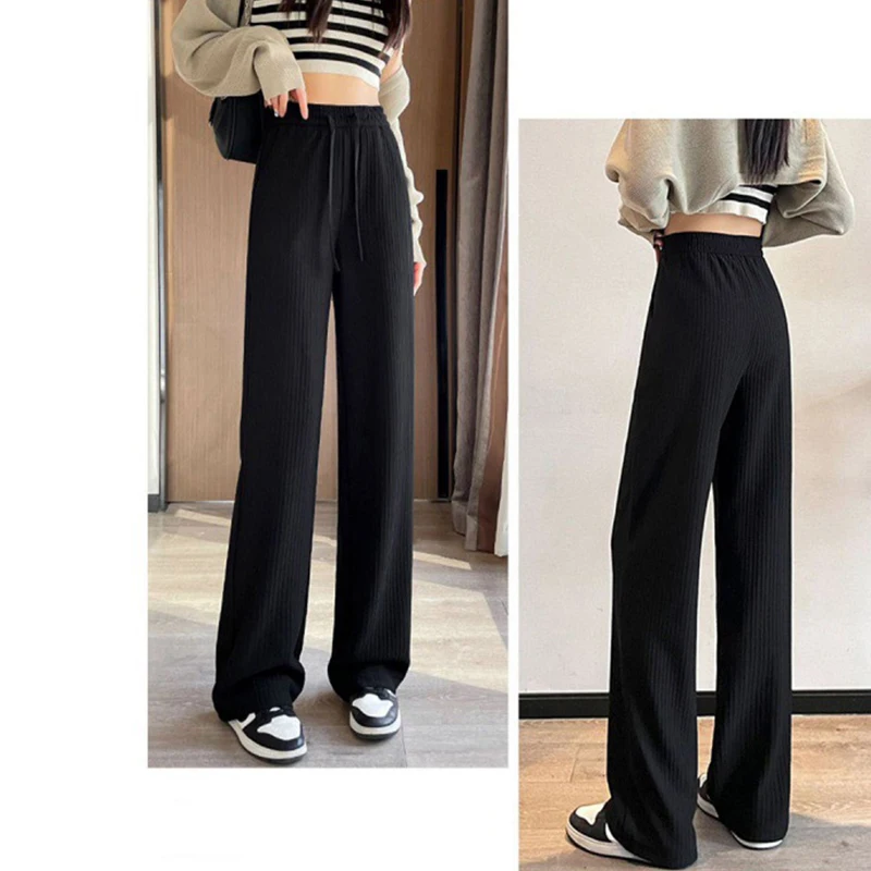 2024 summer new bubble milk puff cloud pants women high waist draped narrow straight casual pants cloud puff wide leg pants