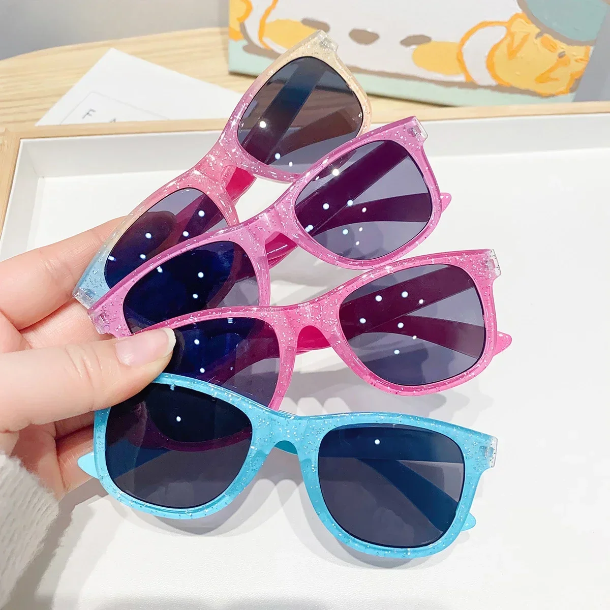 Children's Colorful Shiny Square Sunglasses Girls Trendy Fashionable Cute Sun Glasses Kids Eyewear Lentes De Sol children sunglasses kids sunglasses fashion sunglasses