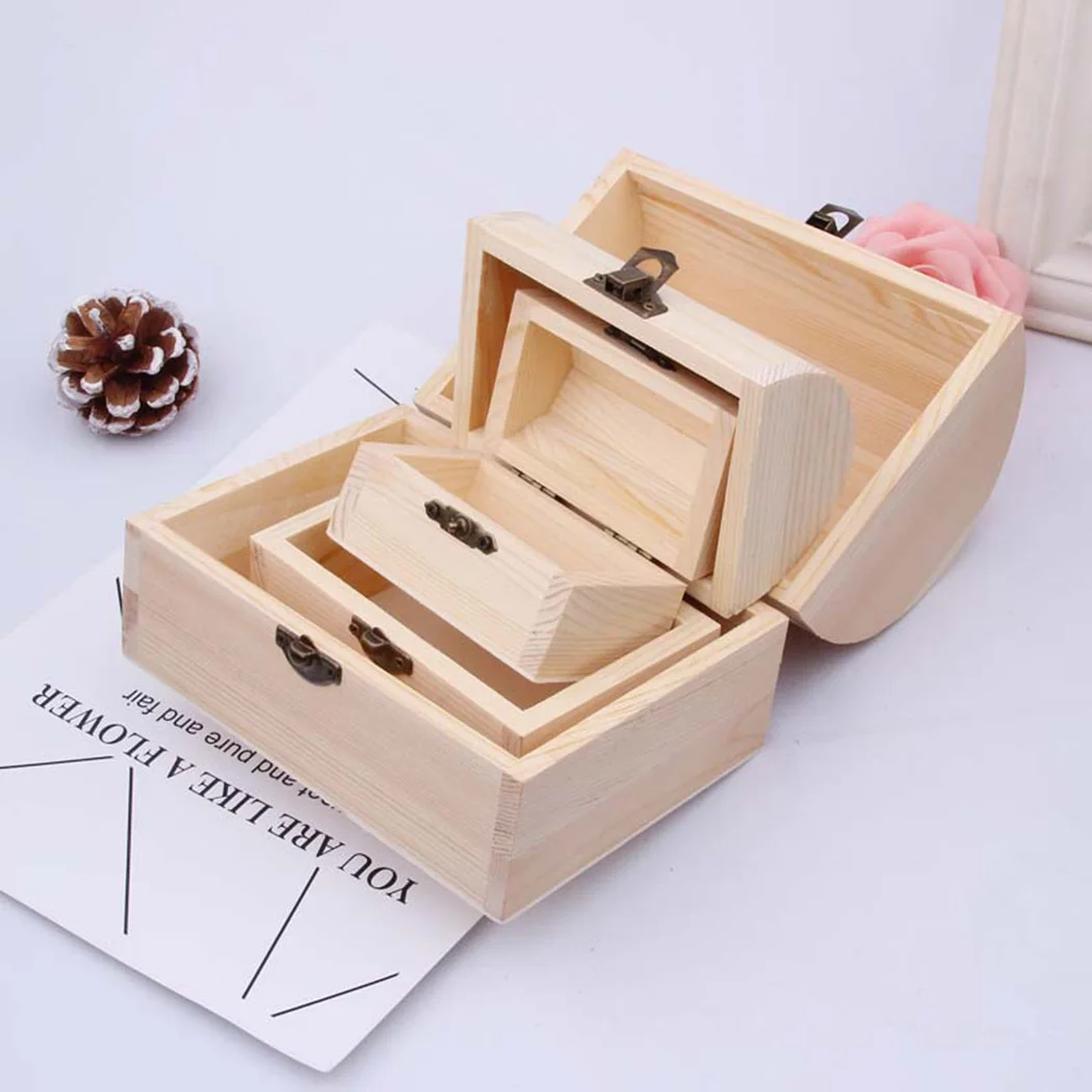 1x Plain Wood Wooden Arched Hinged Storage Boxes Craft Gift