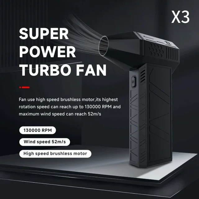 130000RPM Car Electric Air Duster X3 Mini Turbo Violent Fan with 3 Speeds Rechargeable Super Jet Dry Blower for Truck Keyboard