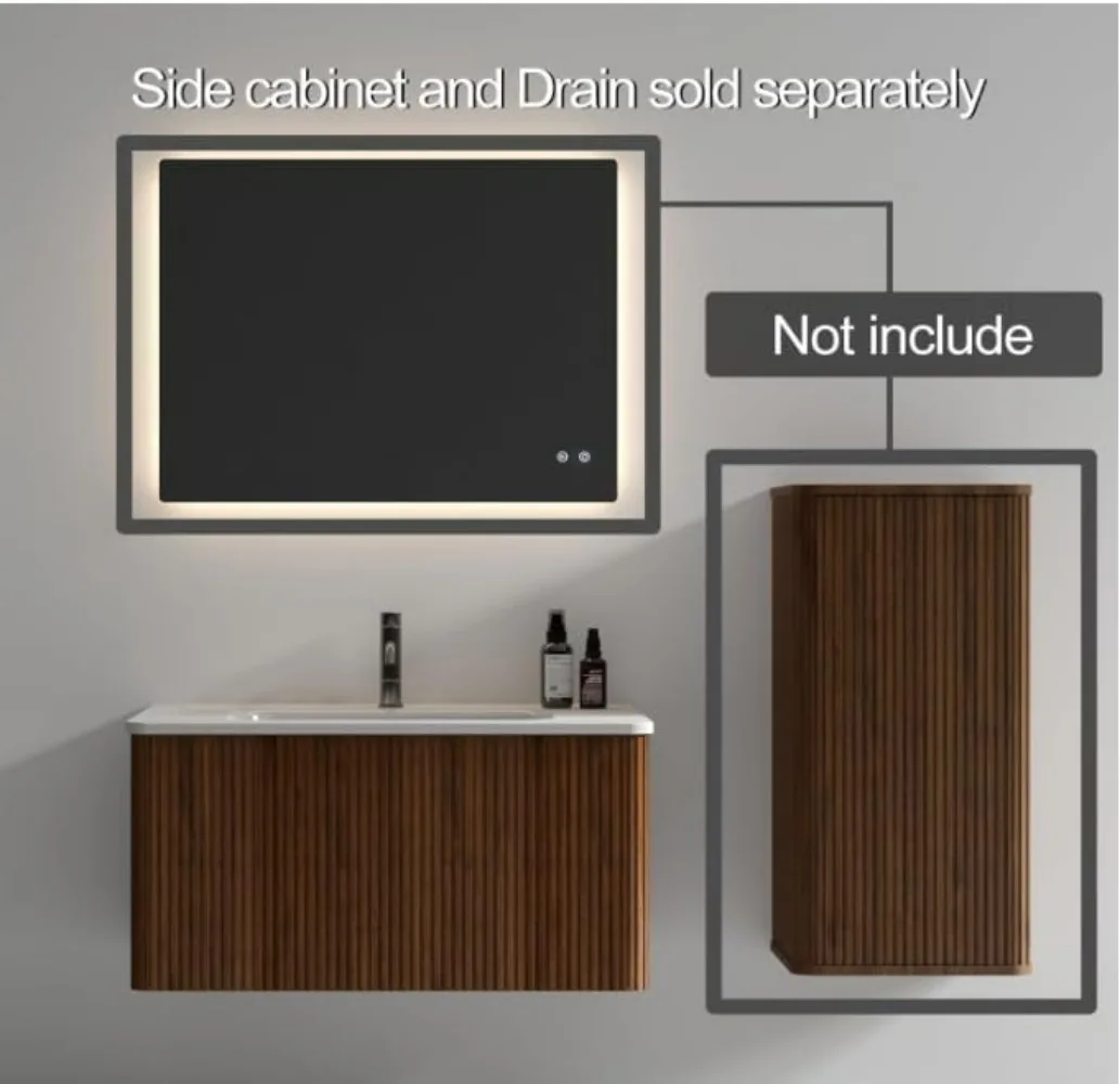 Bathroom Vanity with Sink, Large Storage Wall Mounted Floating Bathroom Vanity for Modern Bathroom, Minimalist Bathroom Sink 4