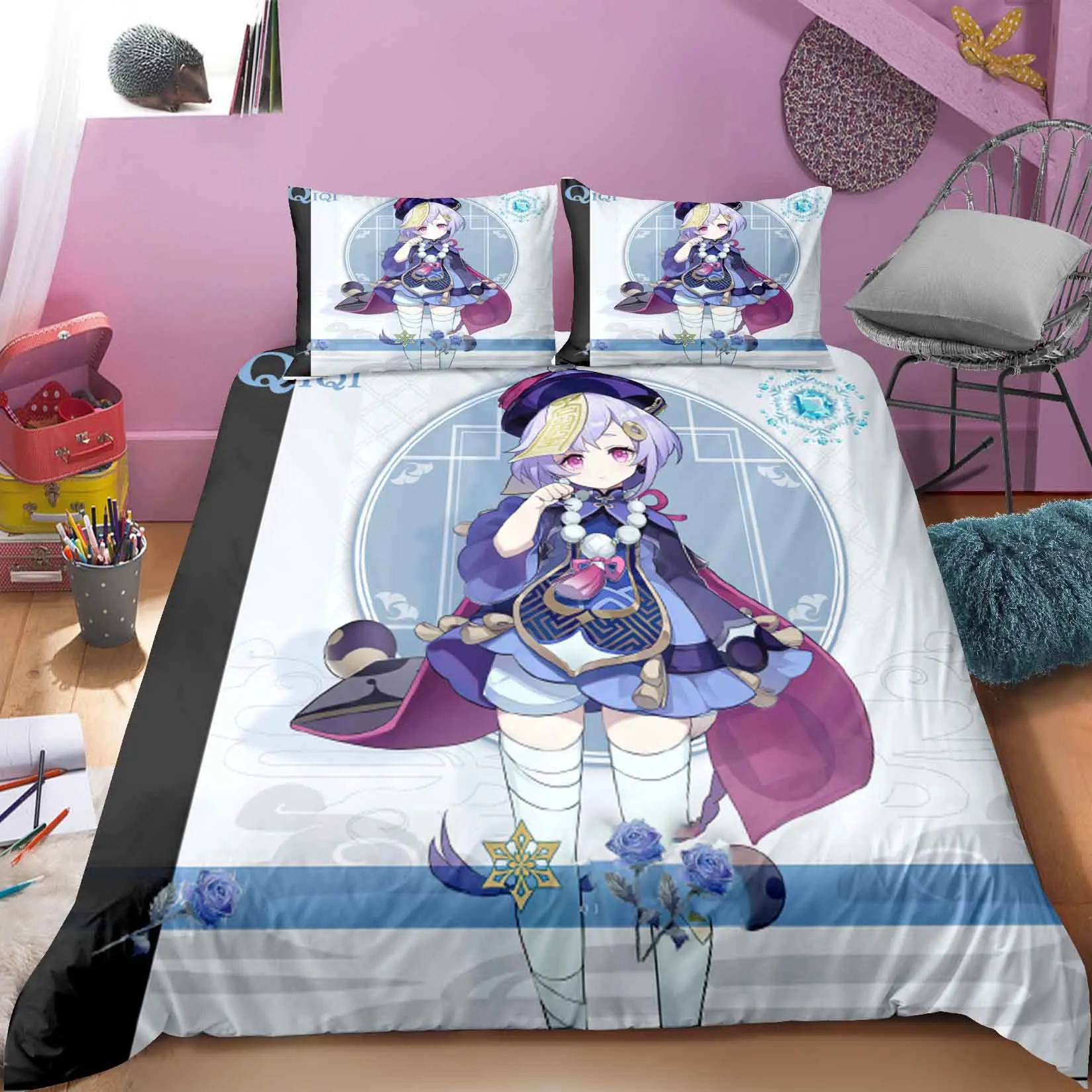 Anime Genshin Impact 3D Printed Bedding Set Duvet Covers Pillowcases Comforter Bedding Set Bedclothes Bed Linen 