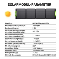 Panneau solaire portable pliable de 400W avec plusieurs connecteurs, chargeur solaire léger et étanche pour stations d'alimentation, camping-car, camping et randonnée 5