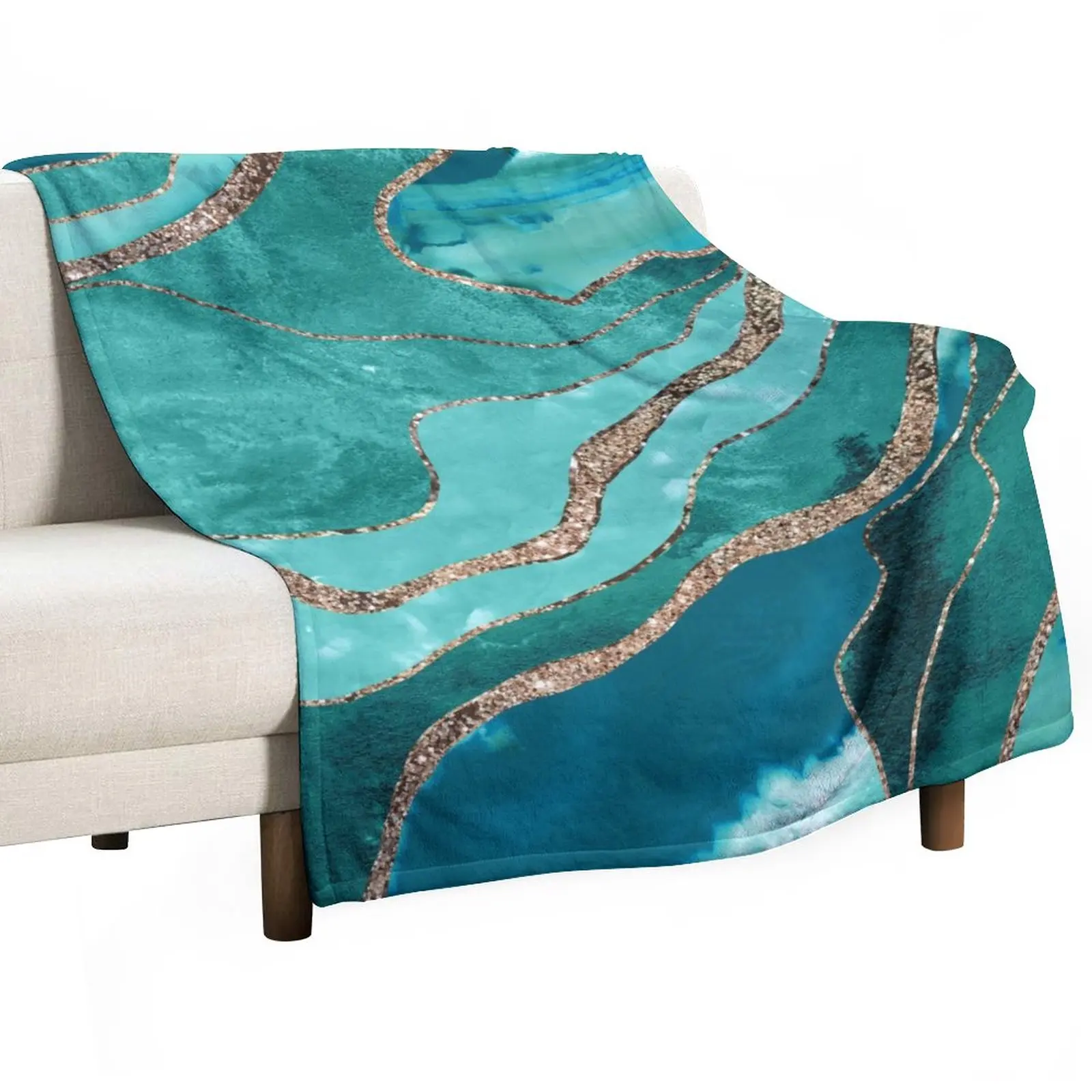 Blueagategeometricprintingblanketforhomedecorationwinterbed