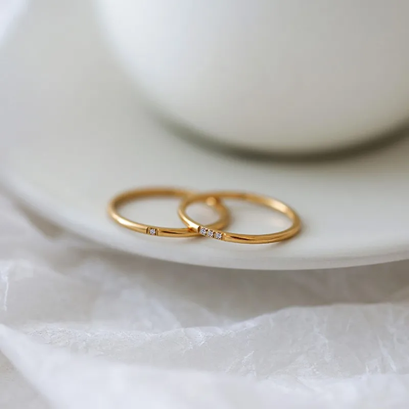 1mm Thin Stainless Steel CZ Inlay Stackable Ring Wedding Band for Women Girl Size 3-10 1