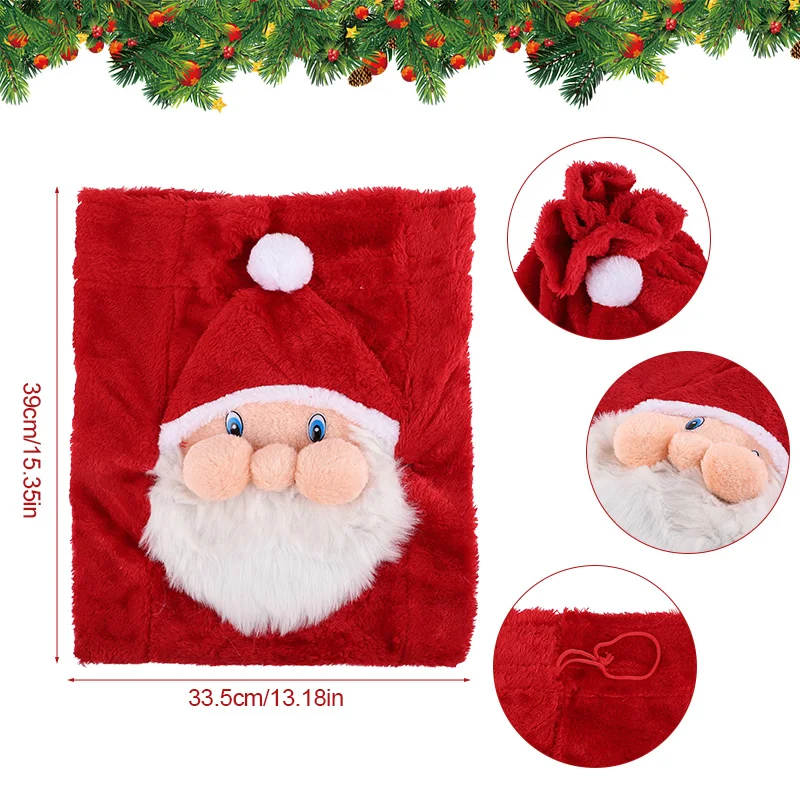Christmas Large Santa Claus Bag with Drawstring Velvet Candy Gift Storage Bag 2025 Christmas Tree Home Decoration New Year Party