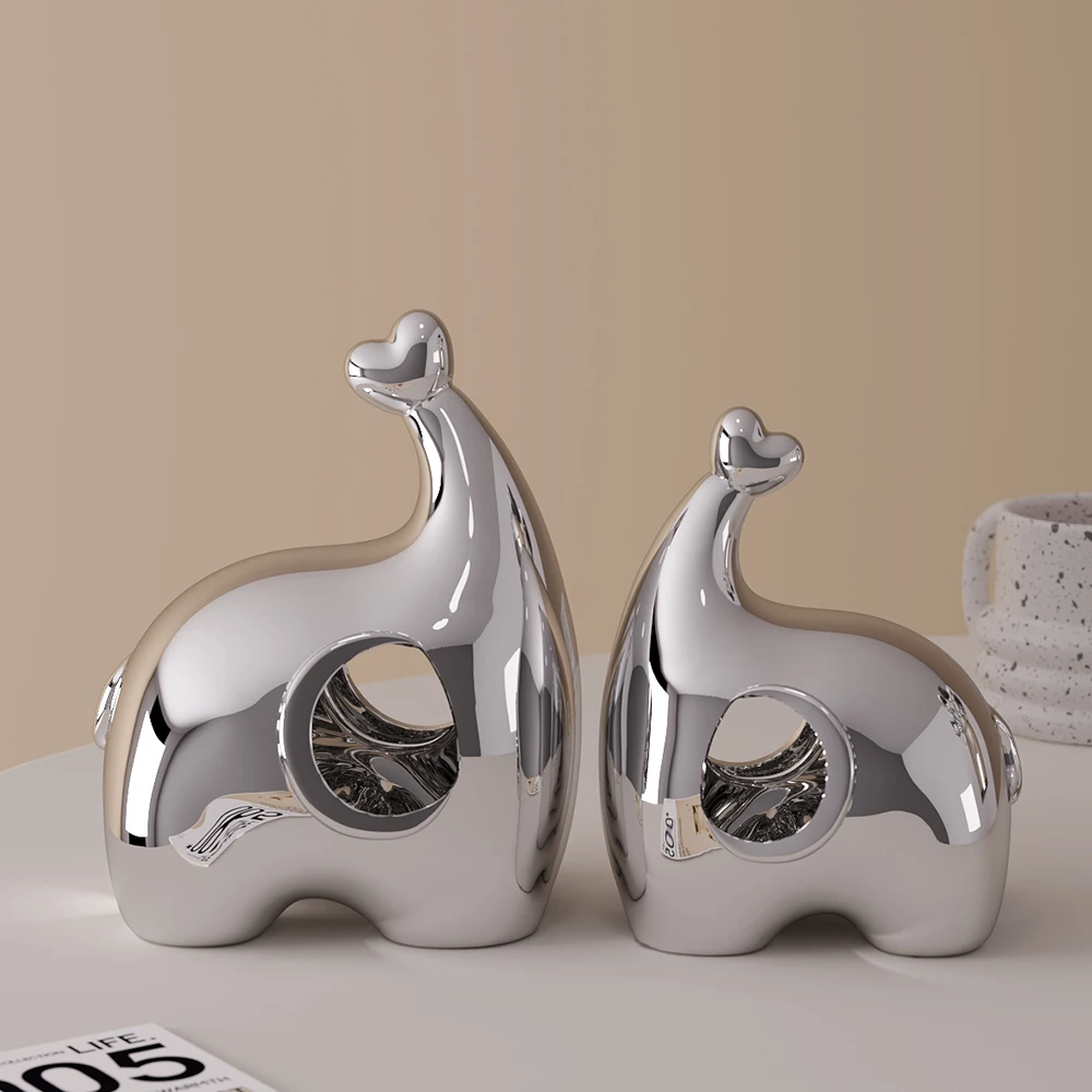 

2pcs/set Exquisite Elephant Figurines Elephant Resin Crafts Statue Home Decor Office Decor Furnishing Gift Modern Desk Sculpture