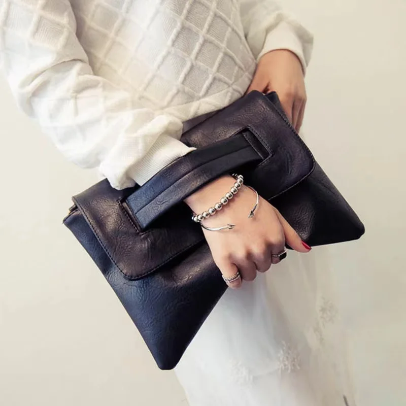 Fashion Women Leather Handbags Day Clutches Bags Black Crossbody Messenger Bags Ladies Envelope Evening Party Shoulder Bags