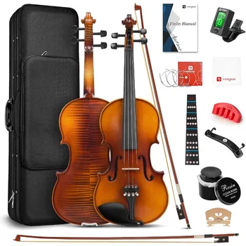 Violin 4 4 Full Size Set Fiddle Solid Wood for Professional Intermediate Beginners Adults Teens Student Acoustic Violins Kit wi