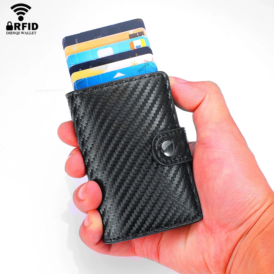 Rfid 신용 카드 소지자 남성용 지갑 고급 가죽 카드 소지자 박스 케이스 남성용 방문 카드 도난 방지 지갑 비즈니스 액세서리