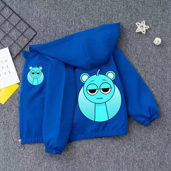 Sprunki PU Waterproof Jackets for Children Cartoon Anime Fashion Coats Boys Girls Autumn Winter Warm Windbreak Coat Kids Clothes 5