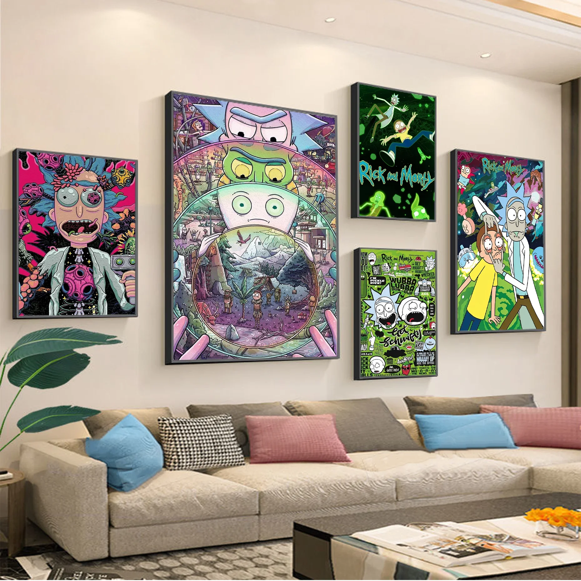 European and American popular anime Rick retro art Poster Anime Poster Sticky Vintage Room Home Bar Cafe Decor Kawaii Room Decor