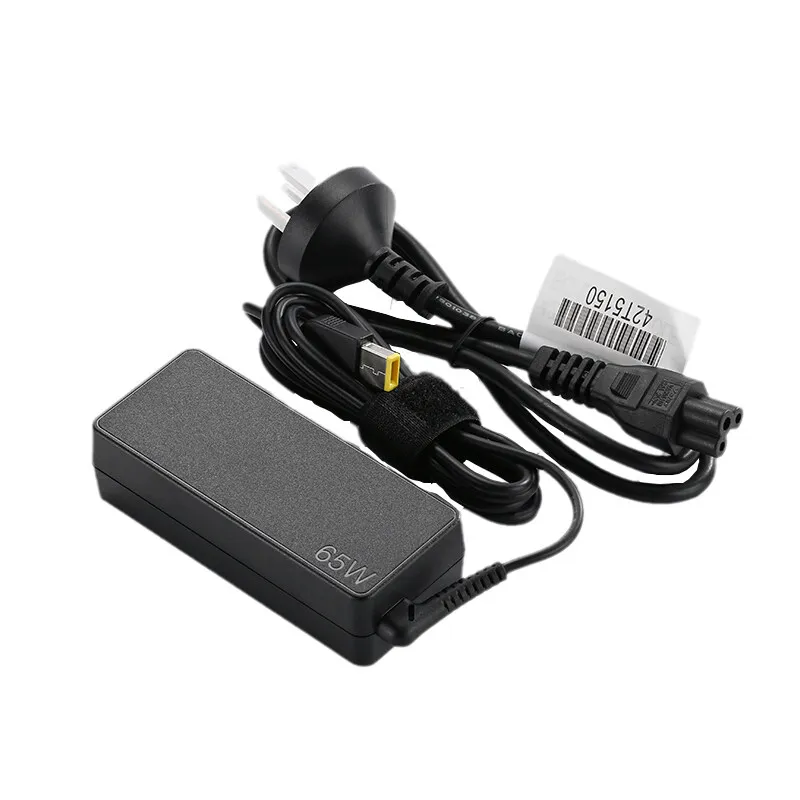 T450 T450s T460 T470 T470s에 적합한 사각형 입구와 니들형 커넥터가 있는 레노버 65W 20V-3.25A 노트북 전원 어댑터
