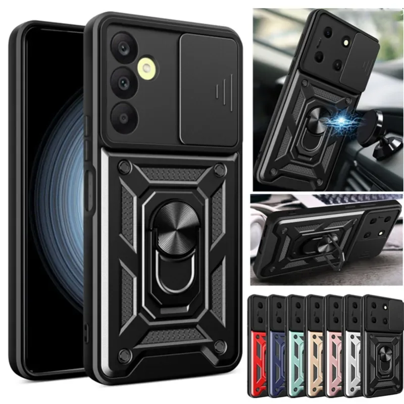 

Slide Camera Car Magnet Ring Case for Samsung Galaxy S24+ S23 S22 S21 Ultra Plus FE 5G A15 A25 A55 A35 A54 A14 A23 Bracket Cover