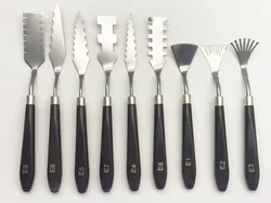 Stainless Steel Palette Knife with Wood Handle (9 pcs)