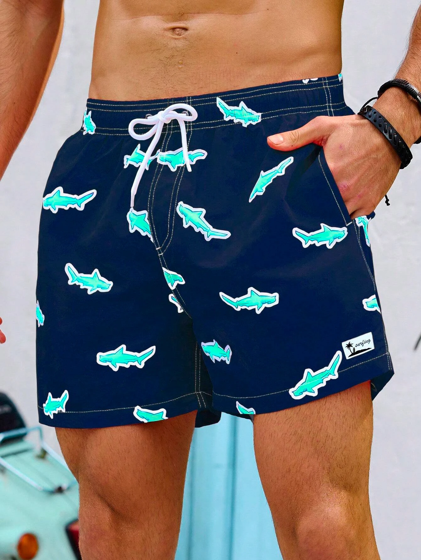 Summer New Men's Shorts Swimming Pants Drawstring Retro Fashion Print Holiday Beach Holiday Hawaiian Micro Elastic Shorts 3