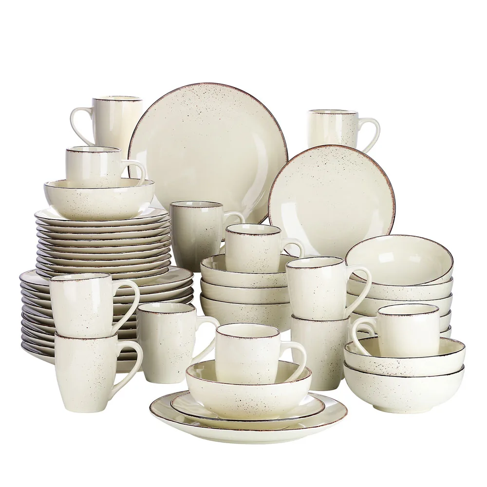 Vancasso Navia 16/32 – Teiliges Steinzeug-Keramik-Geschirrset mit 4-teiligem Speiseteller, Dessertteller, 800-ml-Schüssel, Becher-Geschirr-Set – Detail 2
