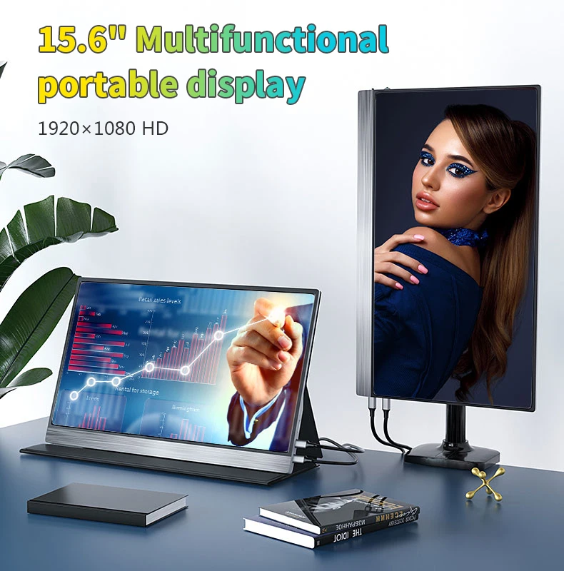 Bimawen ޴    ġ ũ 100% USB C  , Ʈ PC ȭ ֿܼ, 15.6 ġ, 1080P