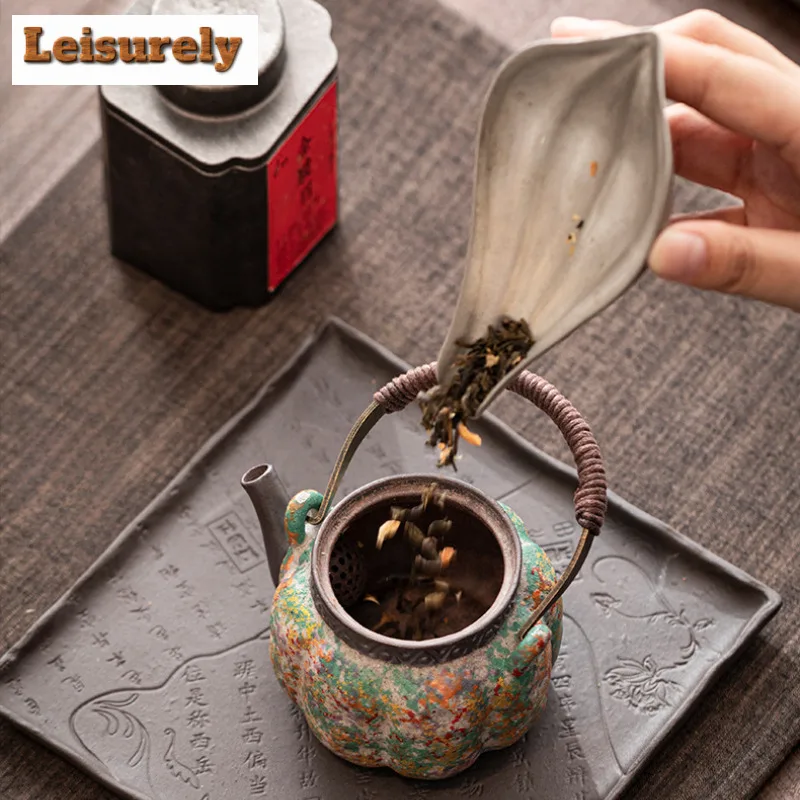 210ml Lifting Handle Teapot Elegant Tea Infuser Pot Tea Maker Kettle With Ball Hole White Tea Chinese Tea Set Collection Craft