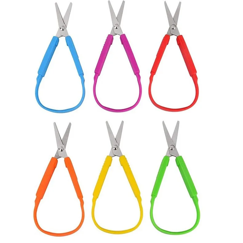 Self-Retracting U-Shaped Safety Scissors for Kids - 13 pcs Ring Grip Paper Cutting Tools