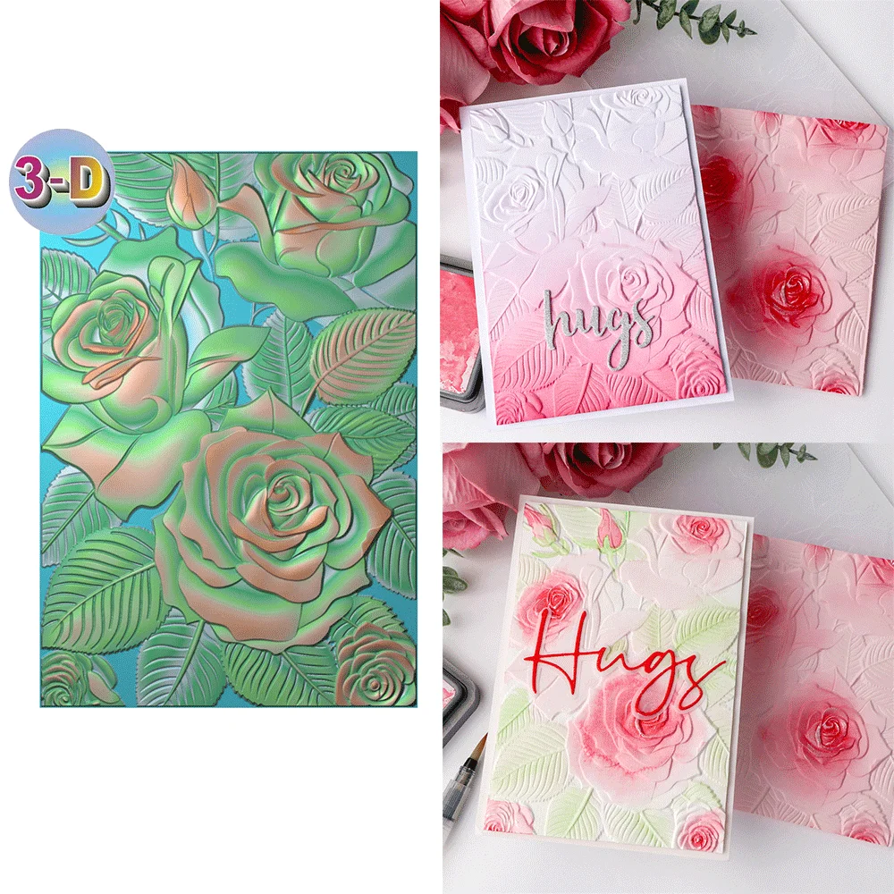 블루밍 로즈 3D 엠보싱 폴더 종이 공예 엠보스 템플릿 발렌타인 웨딩 DIY 인사말 카드 스크랩북용