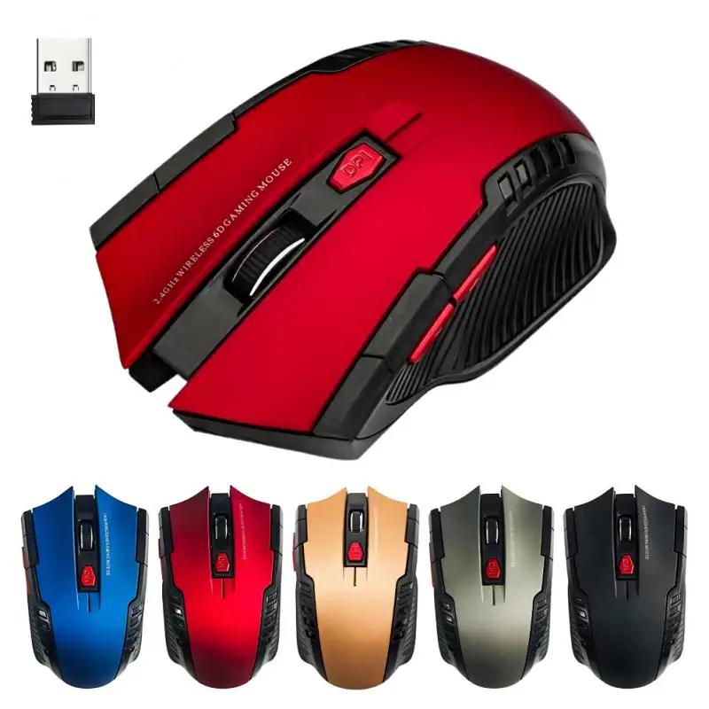 Ratón Inalámbrico óptico De 1600 DPI - Color Rojo, Con Receptor USB, Ideal Para Ordenador Y Portátil