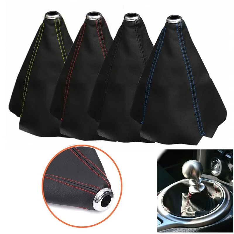 

Universal PU Leather Car Gear Shift Collars Carbon Fiber Auto Car Manual Stick Shifter Knob Gear Shift Boot Cover Gaiter