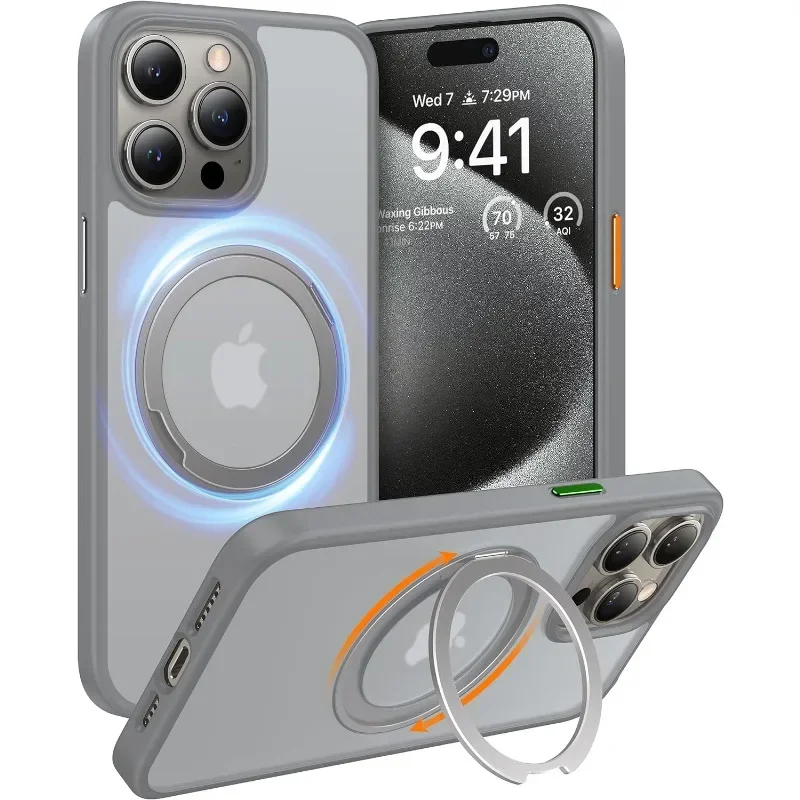Torras Anello Magnetico Girevole A 360 ° Per Custodia Iphone 15 Pro Max, Magsafe Compatibile Con Supporto Ad Anello Per Custodia Iphone 15 Pro