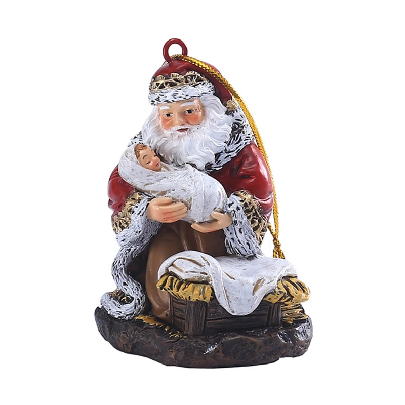 

Christmas Hanging Ornaments Resin Hugging Santa Figurines Mini Santa Pendant Xmas Tree Decoration Dropship