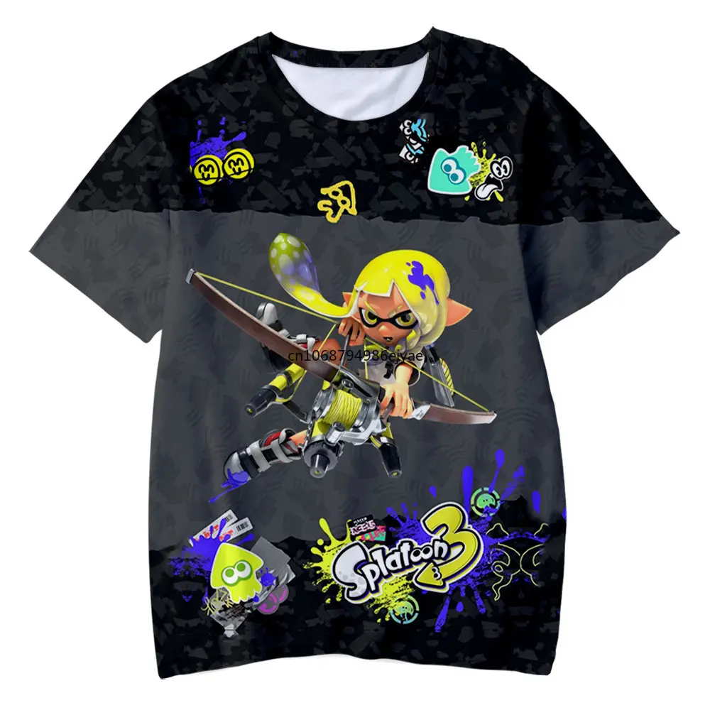 

Splatoon 3 T-Shirts Anime Graffiti Shooting Game 3D TShirt Fashion Kids Casual Boys Girls Unisex Kawaii Round Neck Tshirt Tops