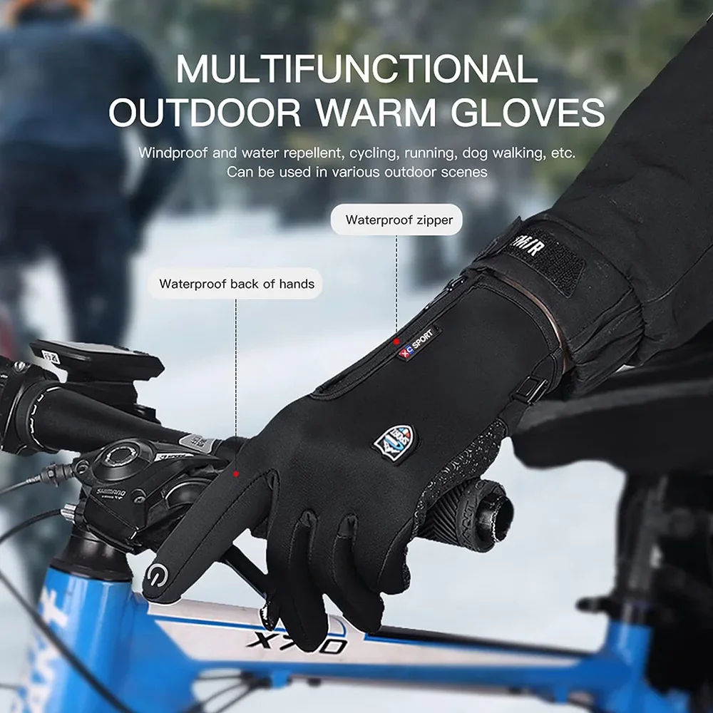Winter Thermal Gloves for Men and Women, Waterproof Windproof Non-Slip Touch Screen Gloves for Outdoor Running, Cycling, Driving