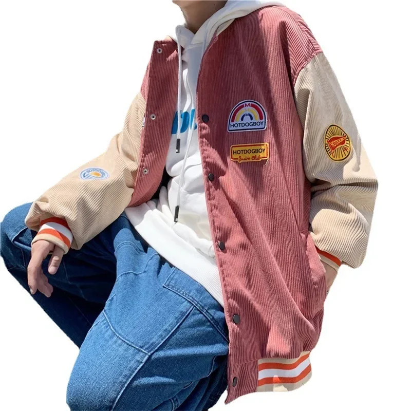 Men's Harajuku Vintage Bomber Baseball Jacket Casual Oversize Embroidery Varsity Jacket Patchwork Fashion Streetwear Coat Unisex