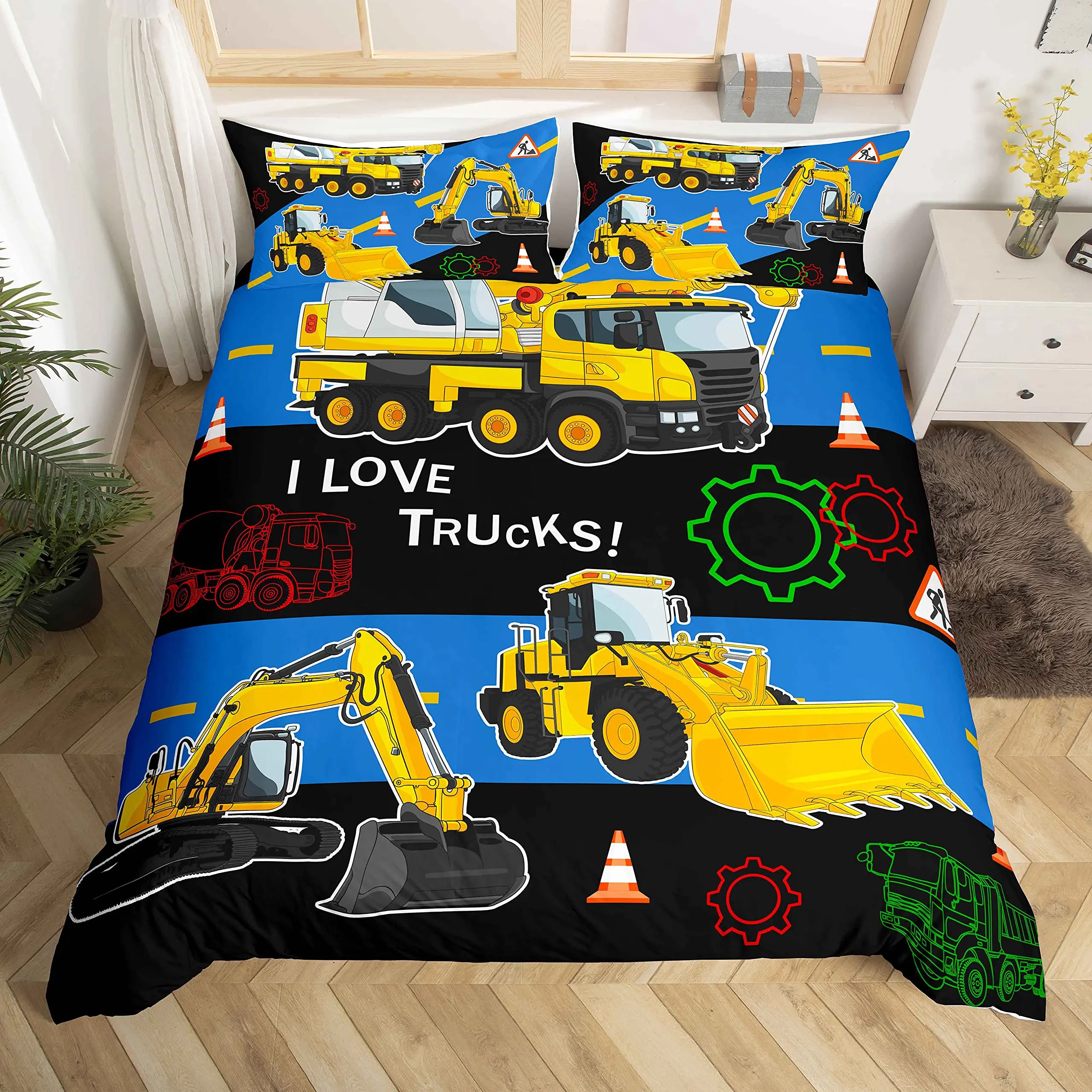Set Biancheria Letto Bambini Con Trattori E Camion: Morbidissimo E Colorato, In Microfibra (tagli Disponibili)